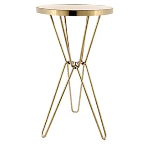 Event hire bar table gold metal frame wooden top round cocktail table metal bar table for wedding