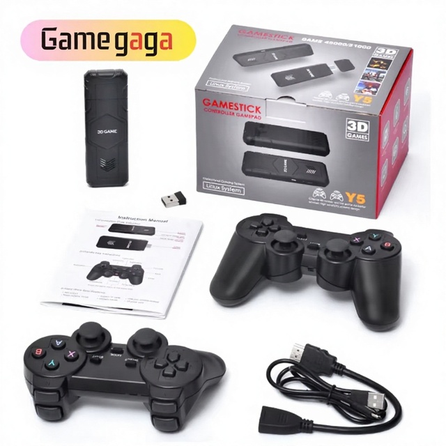 Y5 Game Stick 4K Output Retro TV Game Console 64GB 45000 Games Wireless Controller Emuelec4.3 OS 40+ Emulators