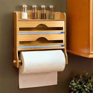 2 in 1 bambu duvara montaj kilitli çanta depolama organizatör ahşap kilitli çanta düzenleyici - Product Image 6