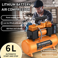 Compresseur d'air professionnel mini pour voiture 4L, haute pression, double cylindre, pompe à pneus silencieuse avec alimentation CC