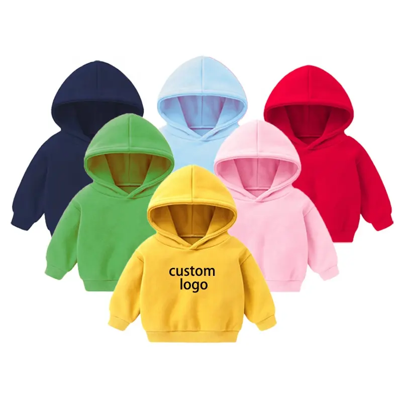 Logo Cetak Kustom Kualitas Tinggi Bordir Pullover Poliester Katun Hoodie Anak-anak