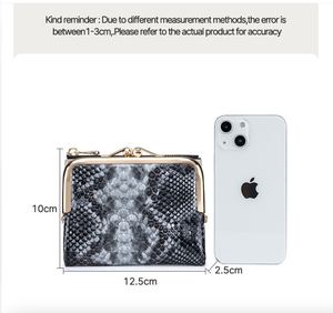 Cartera Corta de Piel de Vaca Andong con Estampado de Serpiente para Mujer, con Bloqueo RFID, Múltiples Ranuras para Tarjetas, Bolso de Mano, Bolso Pequeño - Product Image 3