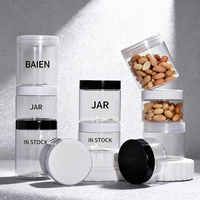 Tarro para galletas de boca ancha personalizado, tarros cosméticos vacíos para mascotas, tarro cosmético transparente de 50ml y 300ml con tapa transparente en blanco y negro