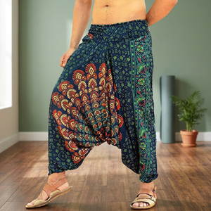 Pantalones Harem Bohemios para Baba, Pantalones Romper Hippies con Mandala Naranja, Pantalones de Talla Grande, Corte Regular, Estilo Gitano Afgano, Unisex, Casual - Product Image 5