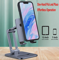 Support pliable et réglable en alliage d'aluminium compatible avec les téléphones portables, tablettes et iPad, pour une utilisation sur bureau ou en direct, vente en gros