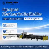 Nouvelle machine de découpe laser à fibre à trois mandrins avec positionnement automatique, commande CNC Cypcut, refroidissement par eau et rail de guidage THK
