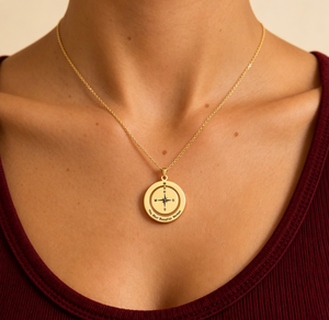 Collier boussole en acier inoxydable 316L, gravé avec le <span class=keywords><strong>plus</strong></span> beau pendentif Mère, plaqué or 18 carats, cadeau pour <span class=keywords><strong>maman</strong></span>, bijoux - Product Image 1
