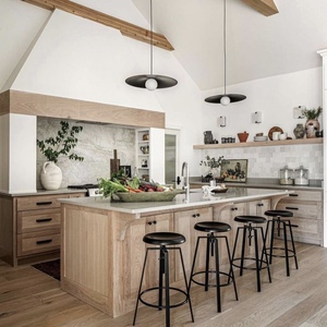 CBMmart Armoire de cuisine américaine moderne plate personnalisée contreplaqué laqué placage de bois armoire de cuisine classique avec îlot - Product Image 3