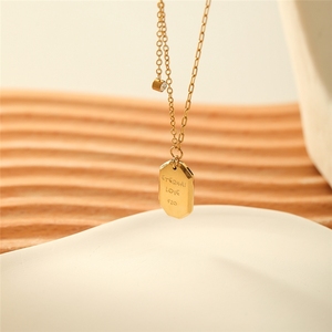 Vendita Diretta dalla Fabbrica Collana Girocollo in Acciaio Inox Placcato Oro 18K con Catena Ovale e Diverse <span class=keywords><strong>Lingue</strong></span> dell'Amore per Ragazze - Product Image 4