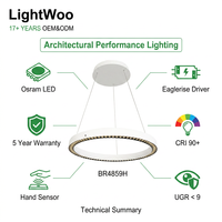 Lustre suspendu LED architectural anti-éblouissement pour bureau, bâtiment et espace de travail, en albâtre