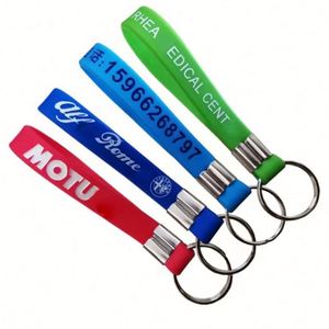 Porte-clés en silicone personnalisé avec logo, impression de texte concave, porte-clés en caoutchouc, sangle de porte-clés - Product Image 3