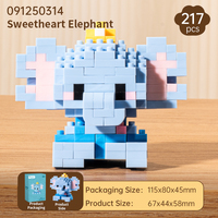 Lot de blocs de construction en micro-diamants en forme d'éléphant, 217 pièces, mini briques animales, fournisseur en gros, cadeaux d'anniversaire