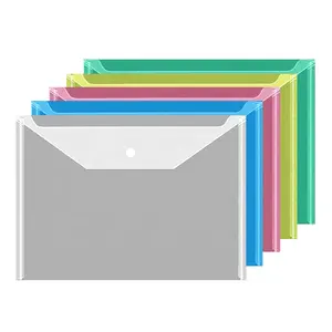 कस्टम मुद्रित प्लास्टिक पीपी लिफाफा पॉकेट वॉलेट स्कूल फ़ोल्डर दस्तावेज़ A4 स्नैप बटन फ़ोल्डर के साथ साफ़ फ़ाइल बैग