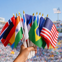 Drapeau national miniature personnalisé en polyester, à agiter à la main, pour événements sportifs, fêtes et défilés
