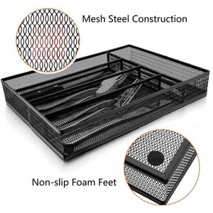 Metal 5 Compartments Cutlery Organizer Silverware <b>Tray</b> Kitchen Utensil <b>Drawer</b> Organizer - Product Image 4