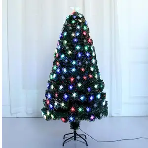 工厂批发3英尺-10英尺热卖明星彩色发光二极管光纤圣诞树与顶级明星圣诞树
