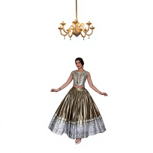 Vestido de Novia Verde Oliva, Lehenga con Bordado Dorado y Plateado, Vestido de Boda Pakistaní de Lujo, Ropa Casual del Sur de Asia - Product Image 1