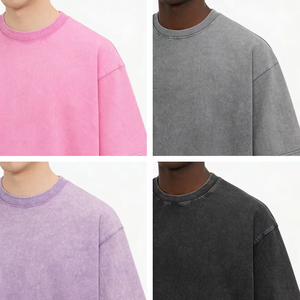 Fabricant de vêtements avec logo OEM, fourniture de t-shirts personnalisés brodés en 3D, effet délavé, pour hommes, modèle Edage Boxy - Product Image 4