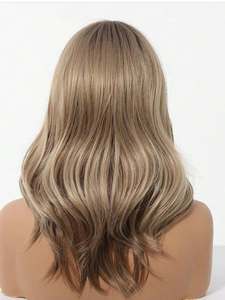 Perruques Lace Front en <span class=keywords><strong>Cheveux</strong></span> Humains Européens <span class=keywords><strong>Blond</strong></span> Cendré Balayage Mèches Ondulées avec Racines Brun Foncé Raie au Milieu Perruques Colorées - Product Image 5