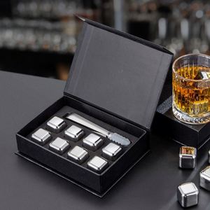 Custom Logo Reusable Whisky Chilling Wine Stones Stainless Steel <b>Ice</b> <b>Cooler</b> Cubes Set With Black Gift <b>Box</b> <b>Ice</b> Tong - Product Image 2