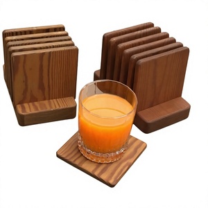 Ensemble de sous-verres carrés en bois, tapis antidérapants pour la maison, la cuisine, la table à manger, design moderne, pour servir du thé et du café - Product Image 1