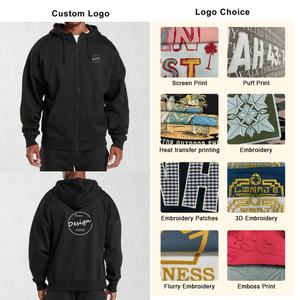 Sweat à capuche de sport pour homme en gros, hiver, 400g, épais, à fermeture éclair, respirant, ample, en molleton, avec appliqué personnalisé - Product Image 6