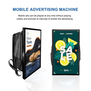 Áp phích di động 21.5 inch di động màn hình kỹ thuật số <span class=keywords><strong>LCD</strong></span> Máy nghe nhạc quảng cáo hiển thị con người đi Bộ Ba Lô biển quảng cáo với pin - Product Image 2