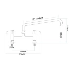 Robinet de cuisine commercial moderne de 7 pouces en laiton chromé poli, à montage sur plan, rotation à 360 degrés, double poignée, industriel - Product Image 4