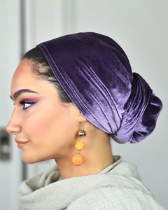 Turbante de terciopelo Ahorro de tiempo Simple Pinless Fluffy Touch Tejido de terciopelo elástico Bufanda de pelo Color sólido Largo Transpirable Instantáneo - Product Image 1