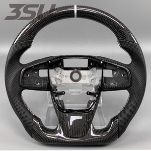 Volante Deportivo de Fibra de Carbono con Base Plana y Agarre de Gamuza para Honda Civic <span class=keywords><strong>2016</strong></span>-2021 FC1 FK7, Mejora Interior - Product Image 1