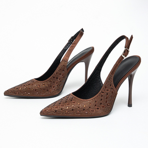 Nuevas sandalias de tacón de aguja con correa de lazo y diamantes de imitación, versátiles y a la moda, para Navidad, zapatos elegantes para boda. - Product Image 4