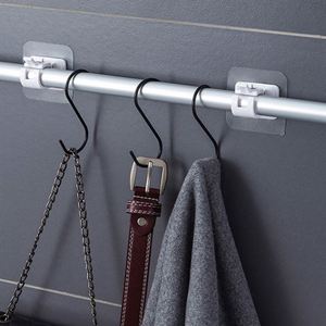 Telescopic Stick <b>Hook</b> for Door <b>Curtains</b> No-Punch Paste Bracket and Cross Bar Retainer for Clothing Rods Made of Plastic - Product Image 2