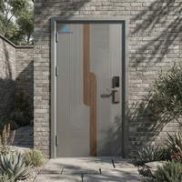 Nouvelle porte d'entrée en acier de style minimaliste avec serrure intelligente, étanche et ignifuge, à ouverture battante pour maison, villa et usage extérieur