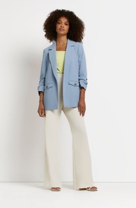 Nuova moda su misura di alta qualità classica con colletto intaglio a maniche lunghe davanti <span class=keywords><strong>giacca</strong></span> chiara <span class=keywords><strong>azzurra</strong></span> per le donne - Product Image 3