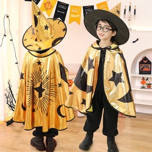 Ensemble <span class=keywords><strong>cape</strong></span> et chapeau de sorcier pour homme Halloween, kit de costume de <span class=keywords><strong>magicien</strong></span> en polyester, accessoires de fête - Product Image 2