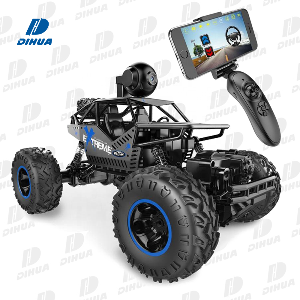 2.4Ghz 1/16 4WDリモートコントロールカー、FPV HDカメラ、デュアルコントロールRCモードスピードビークル、子供用、大人用-ブラック