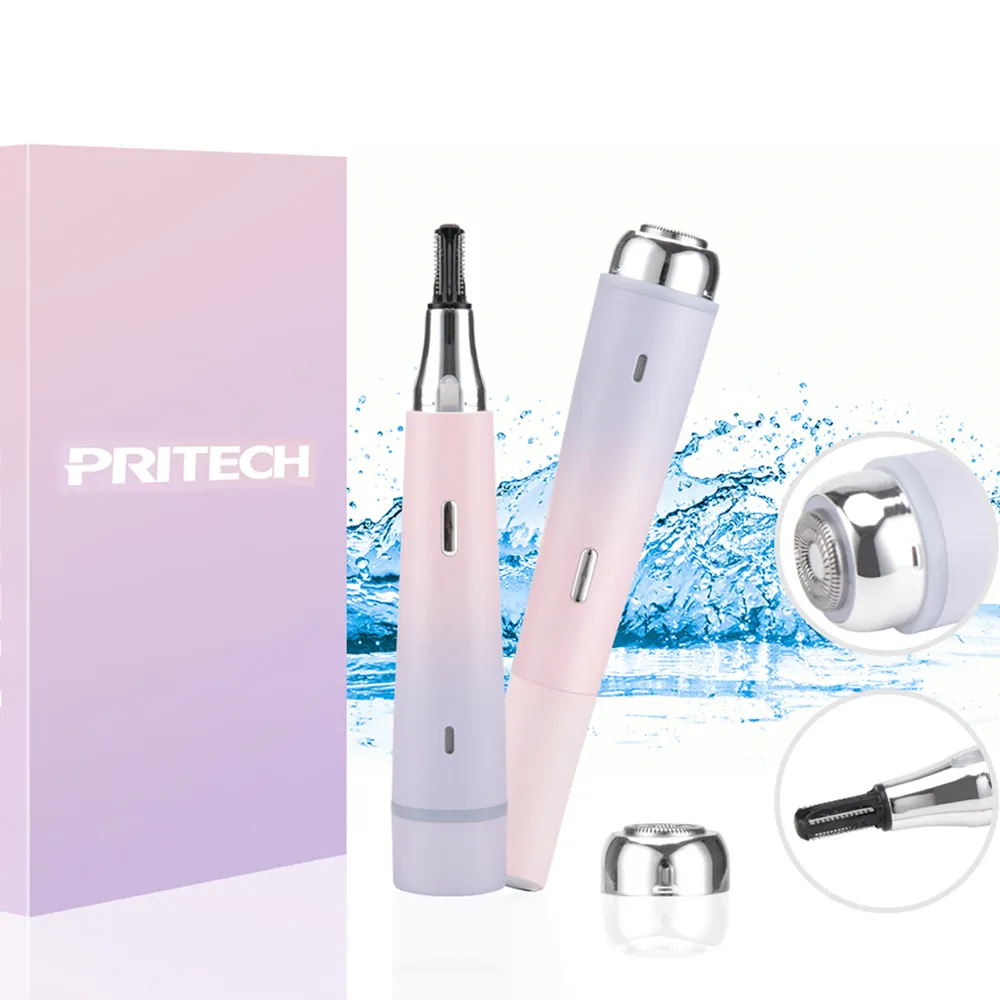 PRITECH rasoio per capelli da donna alimentato a batteria per tutta la vita 2 in 1 rifinitore elettrico per sopracciglia bikini per le donne