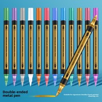 Marqueur acrylique métallique double tête DIY, séchage rapide, étanche, pointe rigide, stylo haute luminosité, écriture double face pour l'art