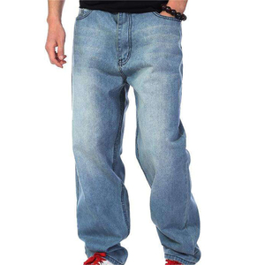 Ready to Ship Streetwear Wholesale Custom Blank Cotton Polyester Vintage Wide Leg Baggy Denim Jeans - Product Image 3