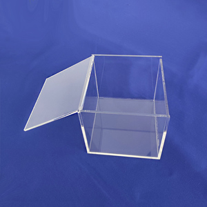 Petite boîte cadeau carrée personnalisée en acrylique transparent Boîtes de rangement en plexiglas avec couvercle retourné pour boutique boutique - Product Image 1