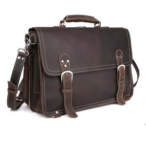 Mallette en cuir de vache rétro pour hommes, sac messager Convertible multifonction 15.6 pouces, offre spéciale - Product Image 2