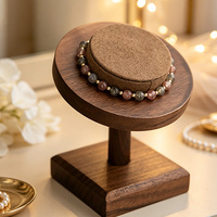 Support de présentation de bijoux en bois, socle rond avec coussin en velours pour collier, bracelet, bague, comptoir de boutique, présentation de cadeaux