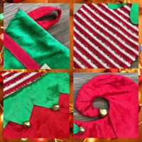 Chaussettes de Noël créatives en feutre doux, écologiques, à rayures rouges et vertes, en forme d'elfe, à suspendre, pochette à bonbons, clochettes, décoration d'arbre