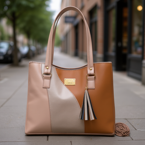 Bolso Tote para Mujer Fana Azyadeth M3734, Diseño con Paneles de PU y Decoración de Borlas, Uso Diario Informal - Product Image 2