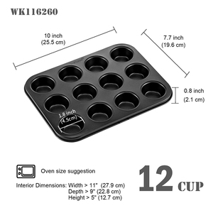 <span class=keywords><strong>Mini</strong></span> moules à muffins en acier au carbone, outil de cuisson pour gâteaux, avec tasse ronde, 12 pièces - Product Image 2