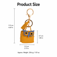 Schattig lederen uil portemonnee sleutelhanger mini dieren PU portemonnee kwast tas charme hanger sleutelring cadeau voor auto tassen RTS