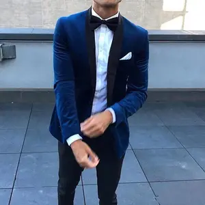 Kadife Erkek Takım Elbise Pantolon Tasarım Damat Düğün Smokin Sigara Ceket 2 Parça Adam Attires Damat Kıyafetler Balo Parti Terno