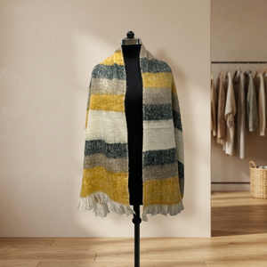 <b>Women's</b> Acrylic Striped Lightweight Breathable Long Reversible <b>Winter</b> <b>Scarf</b> with Fringe Edge for Daily Wear Multi-Purpose Use - Product Image 3