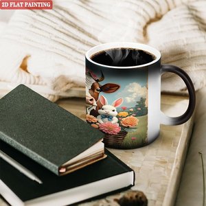 Magic Color Changing Mug 11oz <b>Ceramic</b> Heat Activated Frosted Black Novelty Gift <b>Cup</b> - Product Image 3
