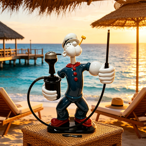 Chicha Popeye peinte en résine de 75 cm, ensemble de chicha arabe, nouveau design, chicha portable, stylo chicha en stock - Product Image 3